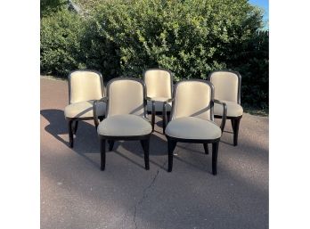 5 Donghia Upholstered Dining Chairs With Ebony Finish - Wow!