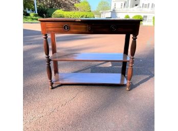 An Antique Mahogany 3 Tier Sideboard With Turned And Fluted Legs