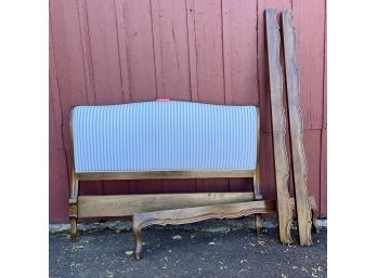 An Antique French Walnut Bedstead - Upholstered Headboard - Queen