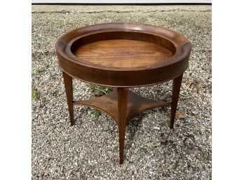 A John Widdicomb Wood Base  End Table - With Metal Tray Top