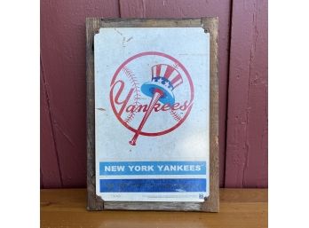 An Enamel  Rustically Framed Yankees Piece