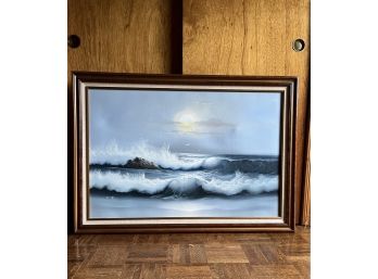 An Original Painting On Canvas - Framed - Signed - Seascape - C. Tommy - 24x36