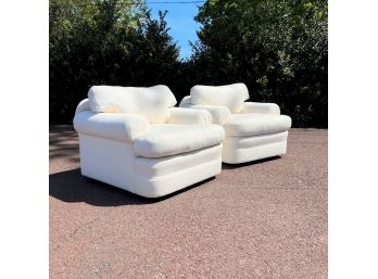 A Pair Of White Upholstered Chairs - By Preview