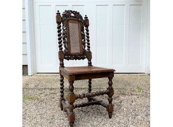 An Ornate Victorian Wicker And Wood Chair
