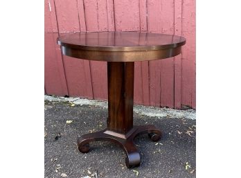 A Mitchel Gold Mahogany Pedestal Round End Table - 30'