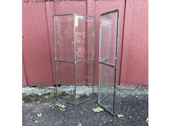 2 Pieces Of Frank Lloyd Wright Foundation Sanctioned Leaded Glass Panels