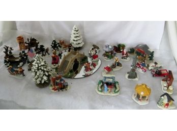 33 Piece Grouping Of Holiday Village Pieces
