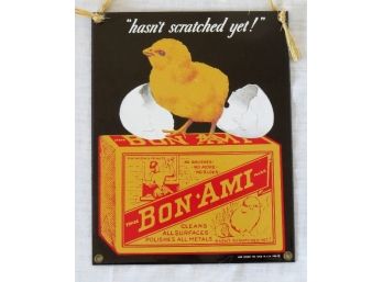 Vintage 1986 Ande Rooney 'Bon Ami' Advertising Porcelain Enameled Metal Sign