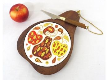 Spectacular Fred Press Mid-Century Wild Cheeseboard W/knife - Such Great Colors
