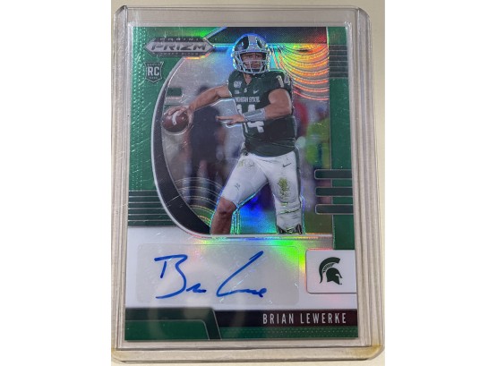 2020 Panini Prizm Rookie Autographs Brian Lewerke Signed Green Parallel Prizm Card #142