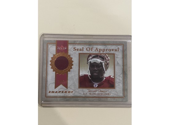 2003 Fleer Snapshot Seal Of Approval Terrell Owens Game Worn Jersey Patch Card #SA-TO         99/375