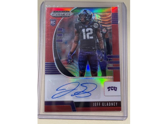 2020 Panini Prizm Rookie Autographs Jeff Gladney Signed Red Parallel Prizm Card #241