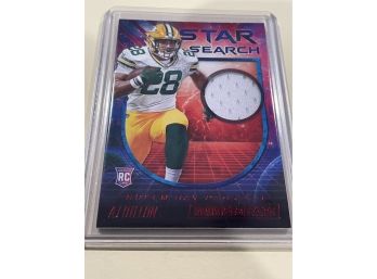 2020 Panini Rookies And Stars Star Search A J Dillon Red Parallel Rookie Patch Card #SS-AD