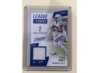 2020 Panini Prestige League Leaders Nyheim Hines Player Worn Jersey Patch Card #LL-NH