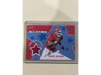 2005 Topps Bazooka All Stars Takeo Spikes Authentic Player Worn Pro Bowl Jersey Card #BA-TSP