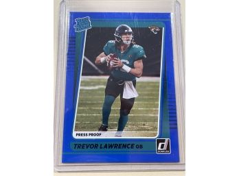 2021 Panini Donruss Rated Rookie Trevor Lawrence Blue Press Proof Card #251