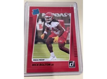 2021 Panini Donruss Nick Bolton Red Parallel Press Proof Rated Rookie Card #324