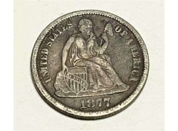 1877 Seated Liberty Dime VG