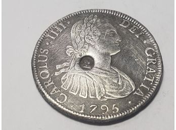 1795 DEI Gratia Silver 8 Reales Carolus IIII With Countermarked, Mint Condition
