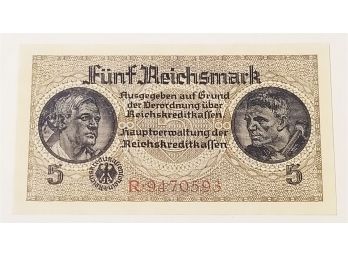 1940-1945 Germany 5 Reichsmark Banknote