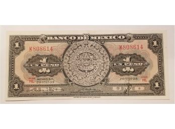 1969 Mexican 1 Peso Banknote