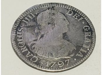 1797 Spain Spanish Colonial Carolus IIII - 2 Reales Coin - Bolivia Mint Mark - Ungraded