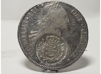 1804 DEI Gratia Silver 8 Reis Carolus IIII With 960 Countermarked, VG