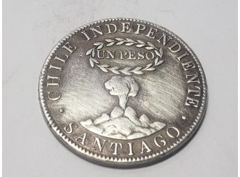 1867 Union Fuerza Chile Independence Santiago Coin