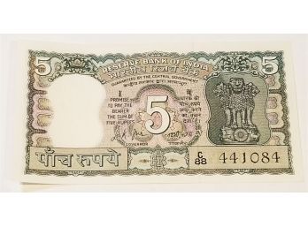 1970 India 5 Rupees Banknote