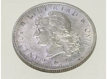 1883 Republica Argentina 50 Cent 9 Dos Silver Coin