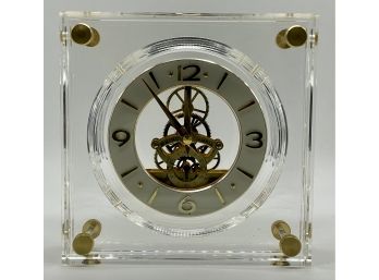 Seiko - Square Plexi Gold Colored Desk Clock
