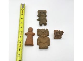 Lot Of Four Aztek Styled Ceramic Figurines