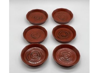 Lot Of Six Red Lacquered Tea Coasters From Japan