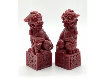 Italian Made - Asian Red Resin Tiger Sculptures