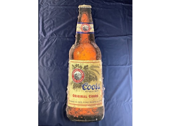 Tin Coors Bottle Advertising Sign