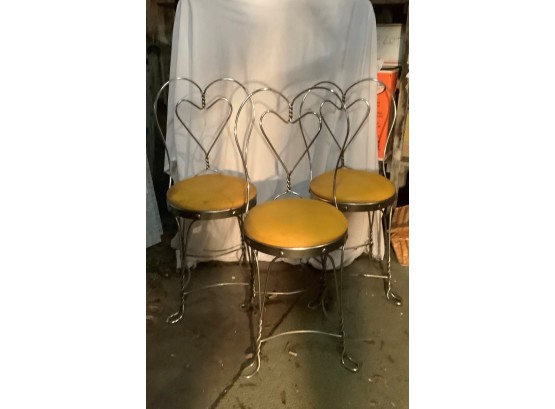 Lot Of 3 Heart Shaped Back Parlor Style Chairs