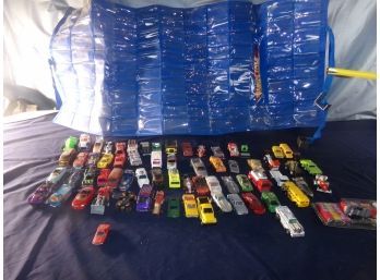 Mixed Lot Of Diecast Cars And Plastic Hot Wheels Door Storage Holder