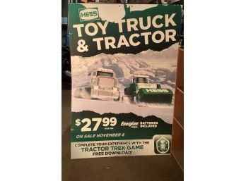 Large Hess Toy Truck & Tractor Posterboard Advertising Sign