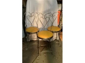 Lot Of 3 Heart Shaped Back Parlor Style Chairs