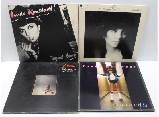 Set Of Four Linda Ronstadt Record With Mad Love, Heart Like A Wheel, Prisoner In Disguise & Living In The USA