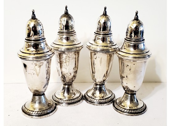 Four Vintage Sterling Silver Weighted Salt & Pepper Shakers