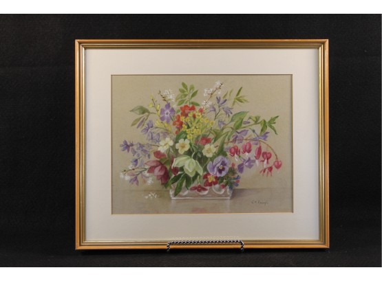 Vintage Framed And Matted Floral Art Print From G. M. Brough