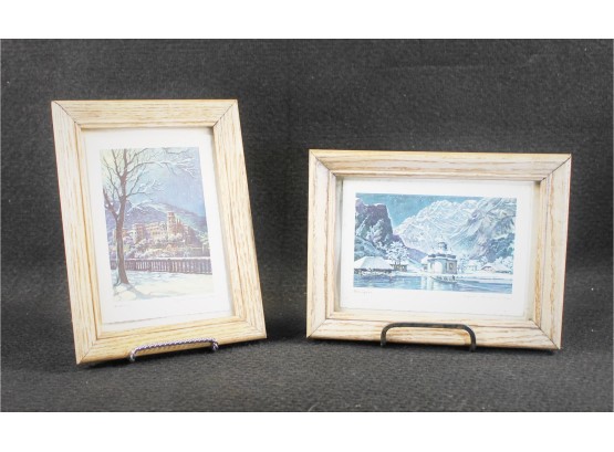 Pair Of Vintage Framed And Signed Original Lithograph's
