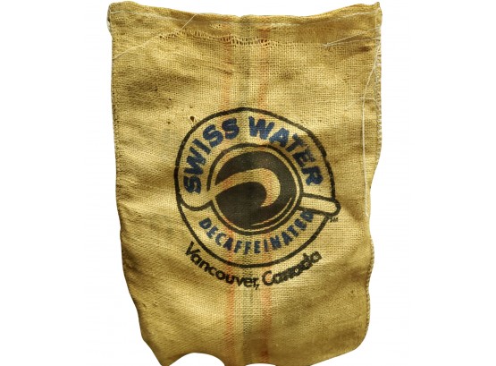 Vintage Swiss Water Decaffeinated Coffee Bean Burlap Bag