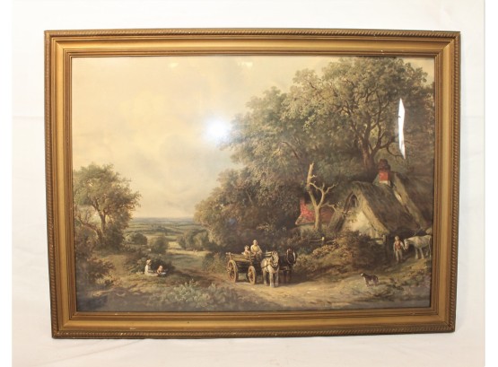 Vintage Print Depicting A Cottage In The Woods & A Simpler Life