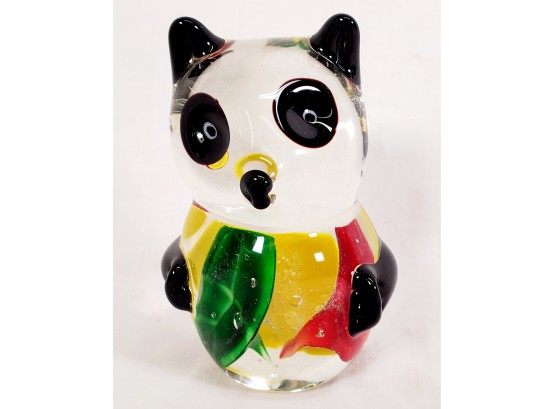 Adorable Vintage Blown Glass Colorful Panda Bear