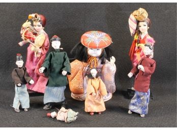 Vintage Asian Figures Varying In Size- Nice Attention To Details