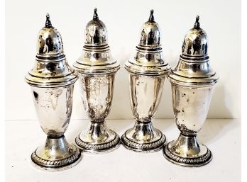 Four Vintage Sterling Silver Weighted Salt & Pepper Shakers
