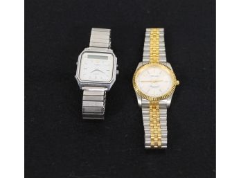 Vintage Mens Gruen Precision Quartz- Swiss Movement & Timex V Cell Watches