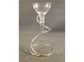 Vintage Rosenthal Studio Line Germany Glass Candle Holder In Chrome Base